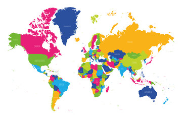 Fototapeta na wymiar Blue political map of World.