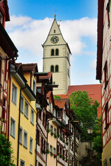 Obraz premium The historical old town of Meersburg at the lake constance, baden-wuerttemberg in germany, europe