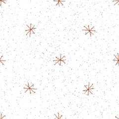 Hand Drawn Snowflakes Christmas Seamless Pattern. Subtle Flying Snow Flakes on chalk snowflakes Background. Astonishing chalk handdrawn snow overlay. Precious holiday season decoration.