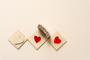 love with grungy red hearts and squares