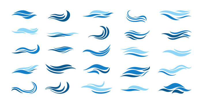 Vector collection of waves. Abstract water forms for creating logos, presentations, templates.