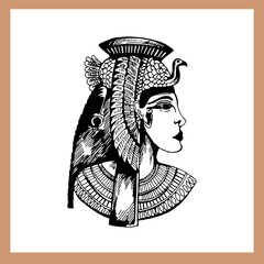 Hand drawn sketch style portraits of Egyptian pharaohs isolated on white background. Vector illustration. - 477059203