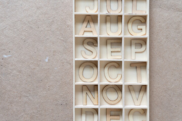 abbreviation of months (jul to dec) in a shallow box