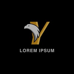 simple alphabet logo sport concept with eagle head combination