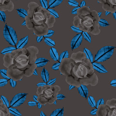 Watercolor seamless pattern with roses	