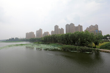 Waterfront City in haze, North China