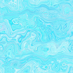 Aegean teal mottled swirl marble nautical texture background. Summer coastal living style home decor. Liquid fluid blue water flow effect dyed textile seamless pattern.