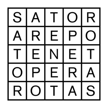 Sator Square or Rotas Square. Two-dimensional word square containing the five-word Latin palindrome Sator, Arepo, Tenet, Opera and Rotas. It features in early Christian as well as in magical contexts.