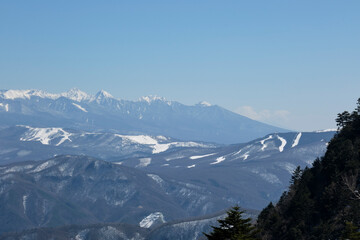 冬の美ヶ原高原から望む風景