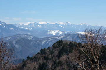 冬の美ヶ原高原から望む風景