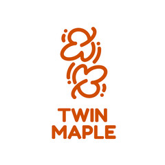 twin double maple leaf nature logo concept design illustration