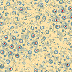 Neutral light blue yellow seamless abstract texture. Modern coastal living all over print. Irregular soft furnishing cover grunge background. High quality jpg swatch.