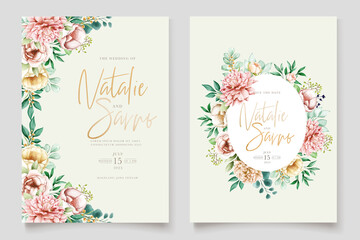 Obraz na płótnie Canvas hand drawn watercolor floral wedding card set
