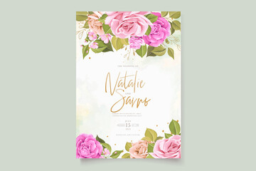 hand drawn watercolor floral wedding card set