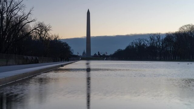 Washington DC, USA - Time Lapse Washington Monument Morning Before Sunrise