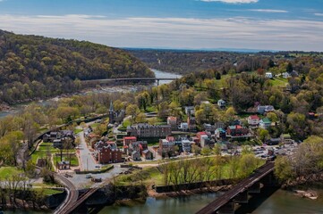 Closeup of Lower Town, Harpers Ferry National Historical Park, West Virginia, USA