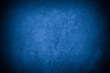 Old wall pattern texture cement blue dark abstract  blue color design are light with black gradient background.