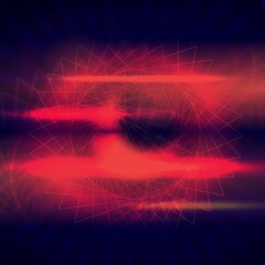 Dark Red Occult motion lines with red moon crescent in the middle