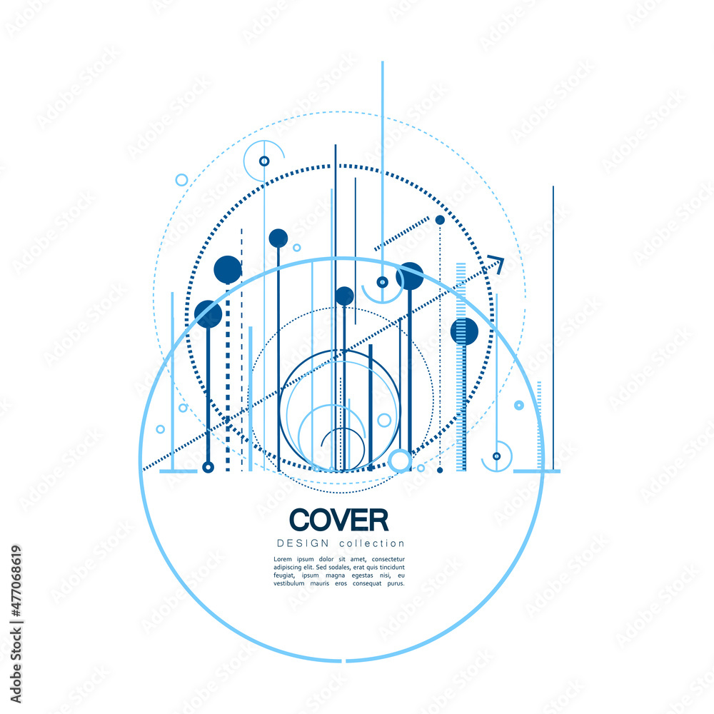 Poster geometry abstract pattern with connected lines and circles. vector technology illustration on white 