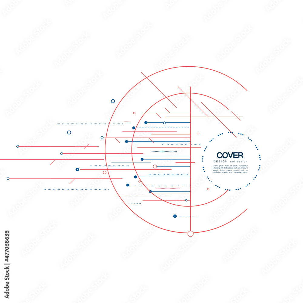 Poster modern geometric lines and circles abstract connection. vector communication structure for biology a