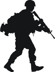 Vector silhouette of an American soldier.