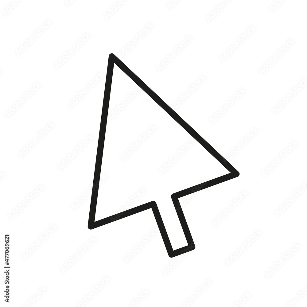 Poster cursor icon. arrow sign. computer button. technology background. line symbol. flat art. vector illus