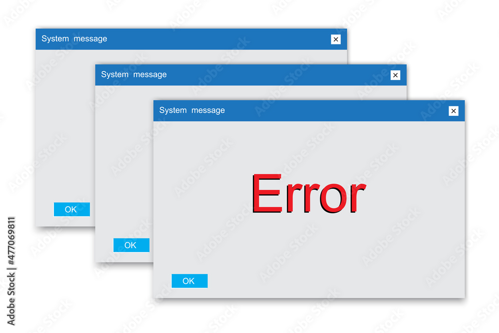 Aufkleber error message computer icon. warning sign. many popup windows. technology background. vector illustr