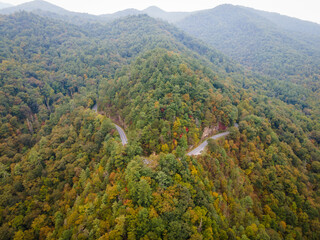 Winding Mountain Road near Hot Springs in Western North Carolina