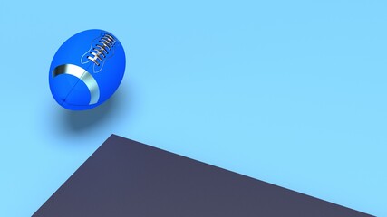 Blue-Silver American football standard ball on blue-navy blue background. 3D illustration. 3D high quality rendering. 3D CG.