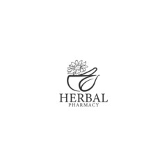 Modern silhouette HERBAL PHARMACY care logo design