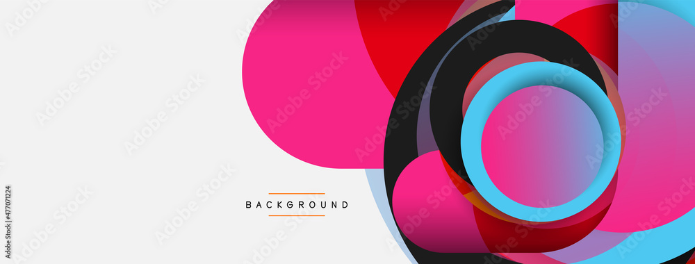 Wall mural vector round shapes circles minimal geometric background. vector illustration for wallpaper banner b