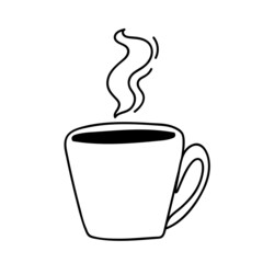 Hand drawn cup of hot tea or coffee in doodle style. Vector illustration.
