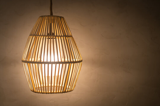 wicker or rattan hanging lamp