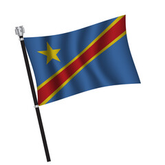 Democratic Republic of the Congo flag background with cloth texture. Democratic Republic of the Congo Flag vector illustration eps10. - Vector