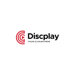 minimalist line art Disc Play spiral logo design