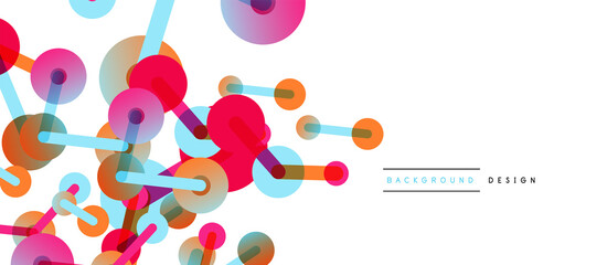 Line points connections geometric abstract background. Circles connected by lines. Trendy techno business template for wallpaper, banner, background or landing