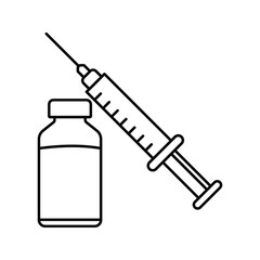 vector medical icon for pandemic vaccine ampoule and syringe. Image of covid-19 vaccine and syringe. Illustration of antiviral vaccine.