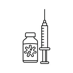 vector medical icon for pandemic vaccine ampoule and syringe. Image of covid-19 vaccine and syringe. Illustration of antiviral vaccine.