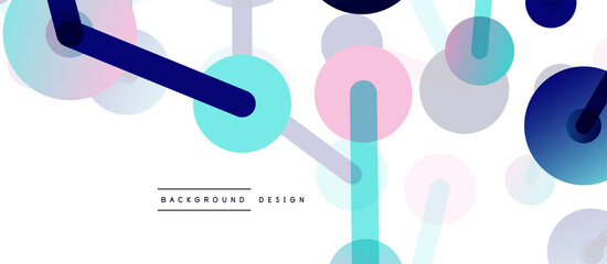 Line points connections geometric abstract background. Circles connected by lines. Trendy techno business template for wallpaper, banner, background or landing