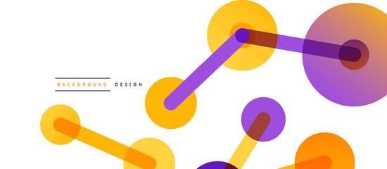 Line points connections geometric abstract background. Circles connected by lines. Trendy techno business template for wallpaper, banner, background or landing