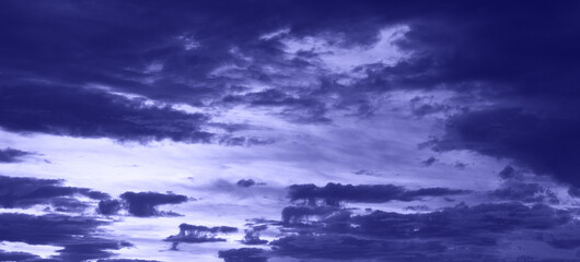 Scenic View Of Dramatic Sky During Sunset. Sky Colored In Trendy Color Of The Year 2022. Banner.