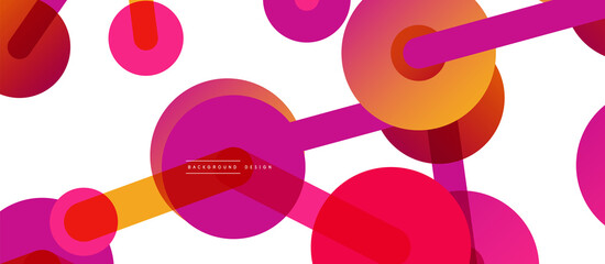 Line points connections geometric abstract background. Circles connected by lines. Trendy techno business template for wallpaper, banner, background or landing