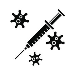 vector medical icon for pandemic vaccine ampoule and syringe. Image of covid-19 vaccine and syringe. Illustration of antiviral vaccine.