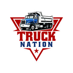 Dump truck emblem triangle badge logo design. Best for trucking and freight related logo industry © bonky