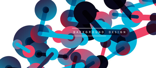 Abstract background. Round dots connected by lines. Trendy techno business template for wallpaper, banner, background or landing
