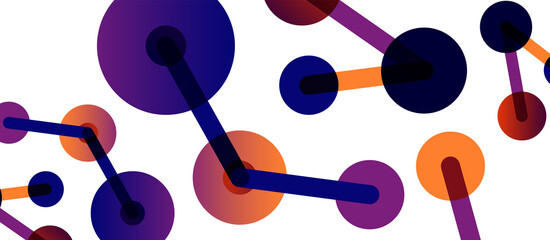Line points connections geometric abstract background. Circles connected by lines. Trendy techno business template for wallpaper, banner, background or landing