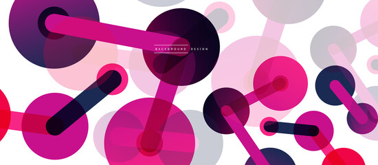 Abstract background. Round dots connected by lines. Trendy techno business template for wallpaper, banner, background or landing © antishock