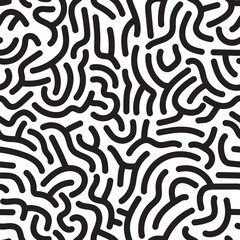 Fototapeta premium Seamless pattern. Abstract black doodles, curls. Vector background