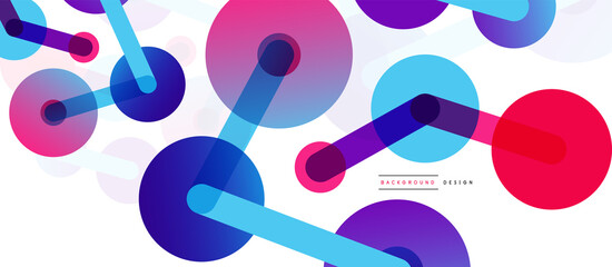 Line points connections geometric abstract background. Circles connected by lines. Trendy techno business template for wallpaper, banner, background or landing