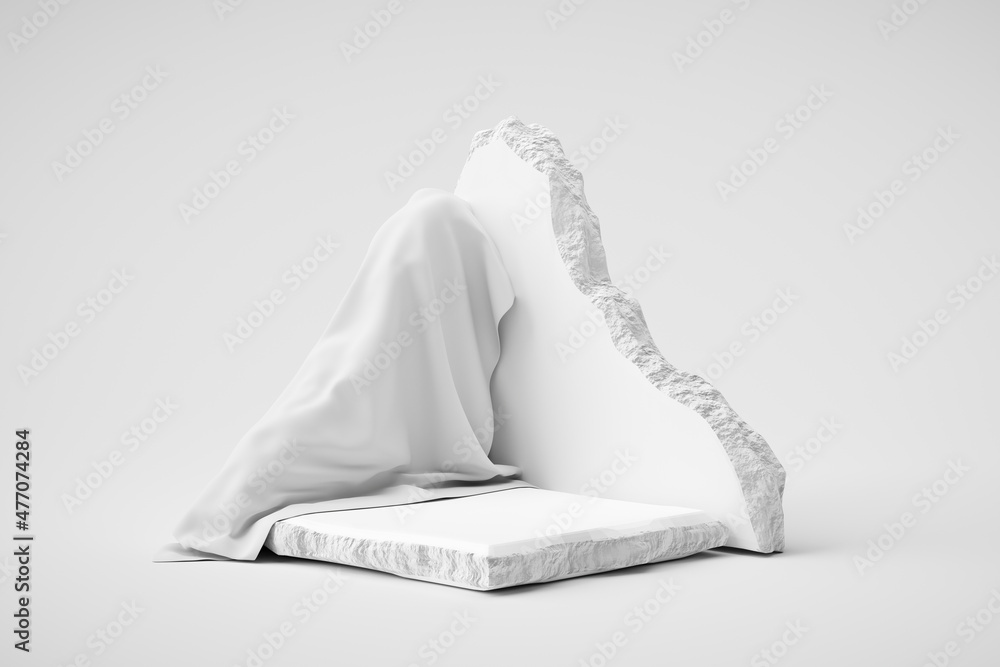 Poster white stone plate cosmetic podium 3d background or abstract empty product display floor platform spa